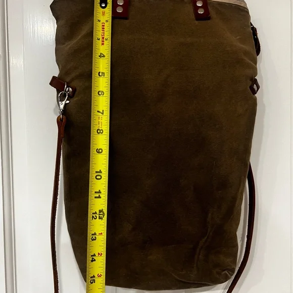 Brown waxed canvas with leather shoulder and crossbody bag - Picture 7 of 9